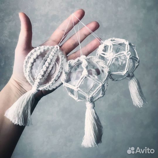 Шарики Елочные игрушки макраме бохо