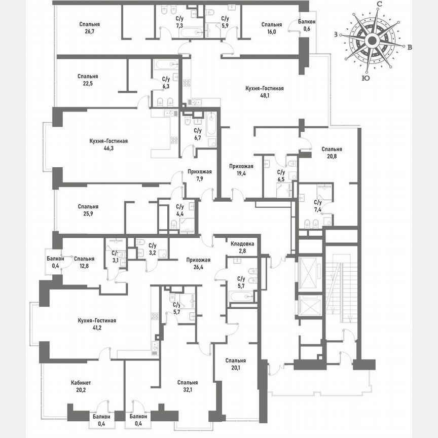 4-к. квартира, 175 м², 7/15 эт.
