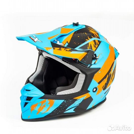 Шлем мото кроссовый GTX 633 #2 blue/orange BL