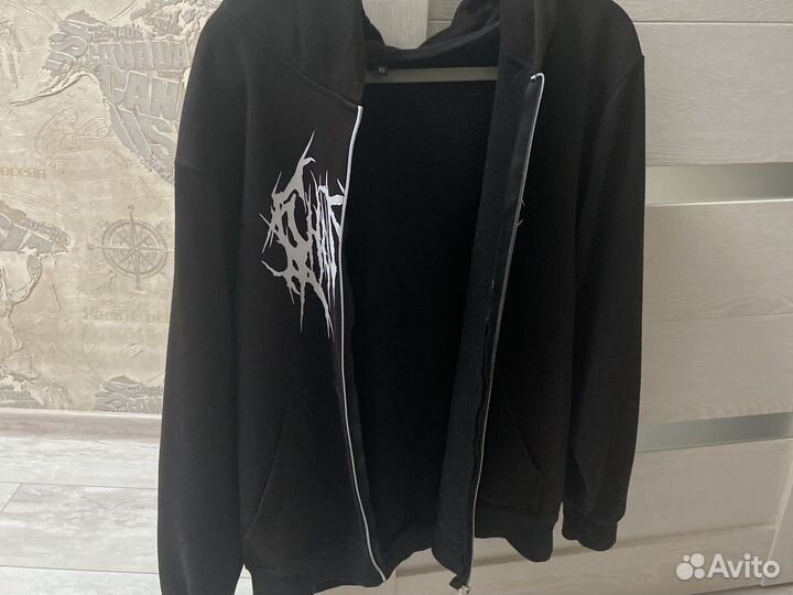 Зип худи с принтом
