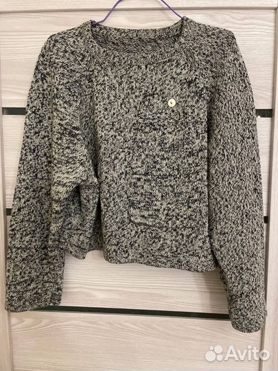 Серый укороченный свитер из хлопка