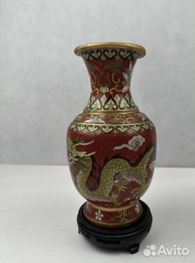 Красивая ваза Клуазоне, эмаль, дракон
