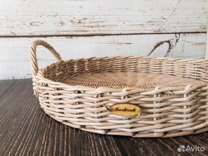 Плетеный поднос, декор кухни, ручная работа