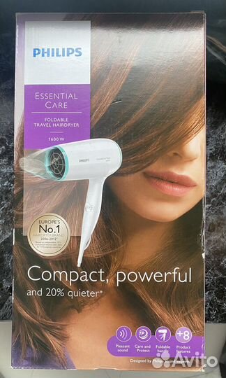Складной дорожный фен philips essential care 1600w