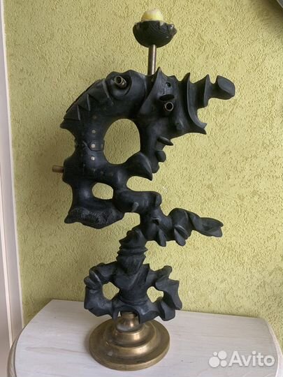 Подсвечник латунь, орех. Ручная работа