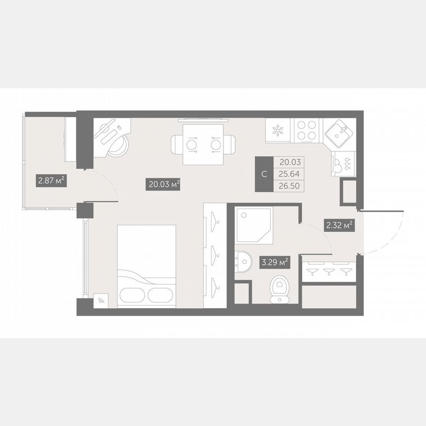 Квартира-студия, 26,5 м², 6/10 эт.