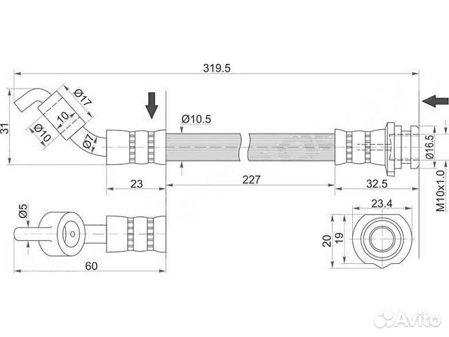 Шланг тормозной задний левыйправый Teana