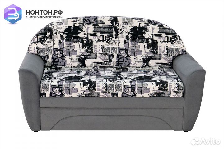 Диван выкатной Вена серый / принт Сити