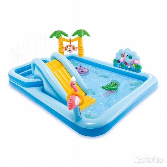 Детский надувной бассейн с горкой