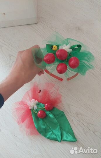 Обод и брошь к костюму вишня вишенька