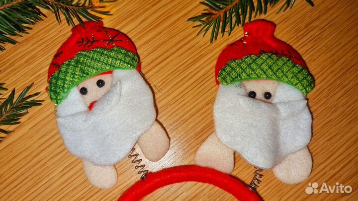 Ободок на голову Новогодний с Дедом Морозом