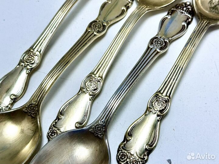 Набор Ложек Роза Мельхиор Золочение СССР