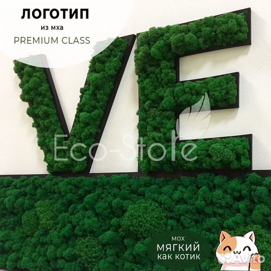 Стабилизированный мох.Буквы из мха. Логотип из мха