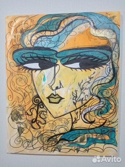 Картина абстракция девушка