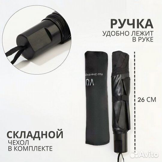 Зонт механический однотонный черный