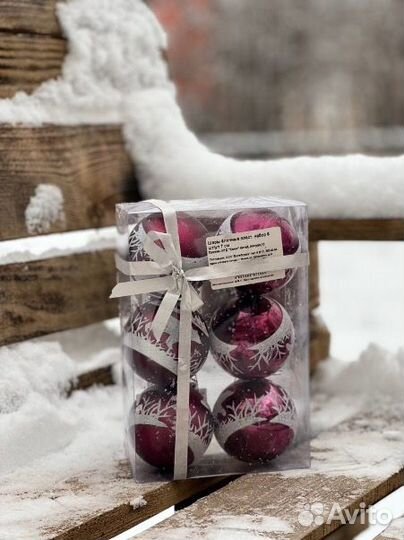 Шары ёлочные пласт. набор 6 шт/уп 7 см арт. BAI708