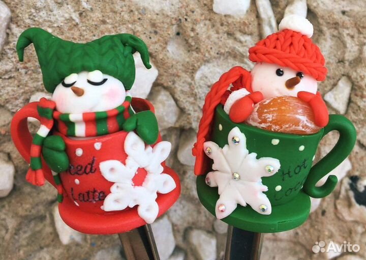 Ложки с декором из полимерной глины