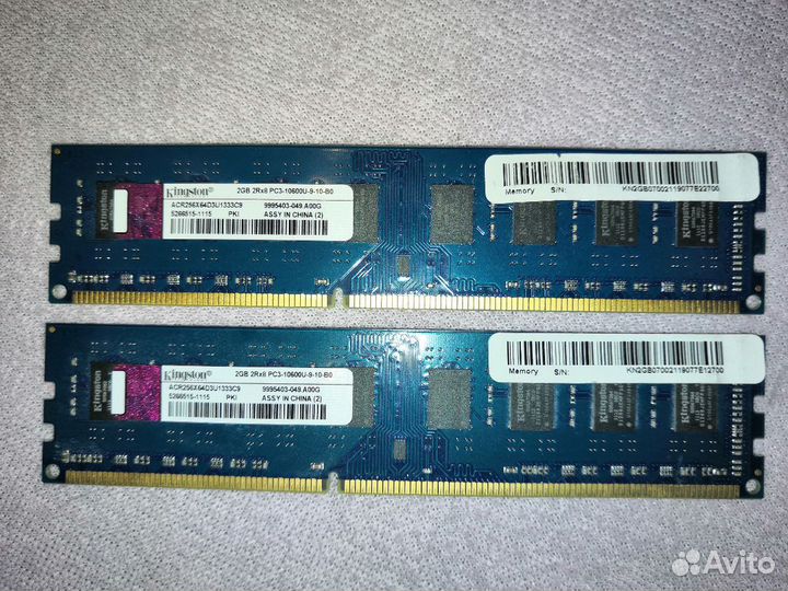 Kingston DDR3 2Gb 2Rx8 PC3-10600U-9-10-B0 купить в Нижневартовске |  Электроника | Авито