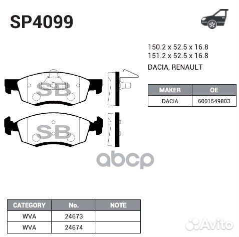 Колодки торм.дисковые Hi-Q dacia logan (LS) 10