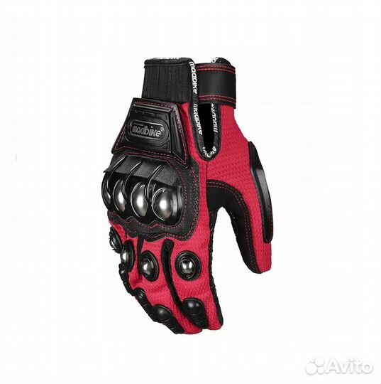 Мото перчатки Madbike MAD-10C красные