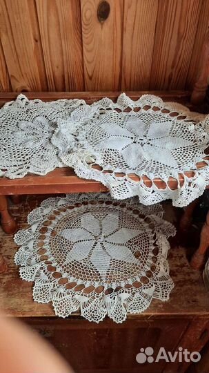 Салфетки кружевные старинные, подзоры, на кровать