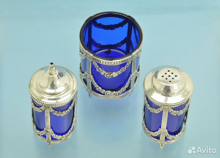 Набор для специй стекло/ серебро 915 проба Испания