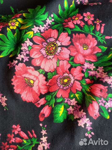 Павловопосадский платок СССР шерстяной с кистями