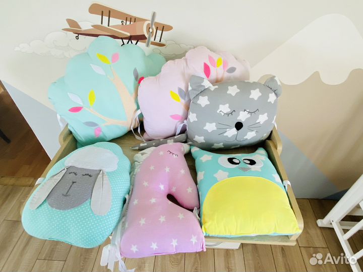 Подушки бортики в детскую кроватку