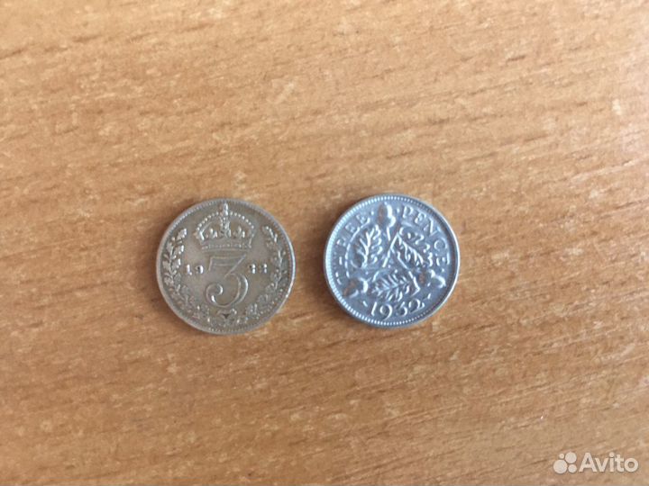 Монеты 3 пенса Англия