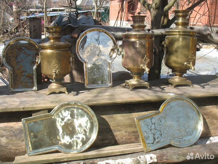 Поднос для самовара медный, латунный старинный