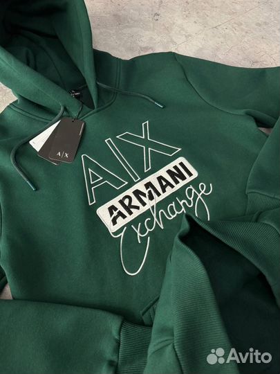 Худи Armani Exchange зеленый c начесом