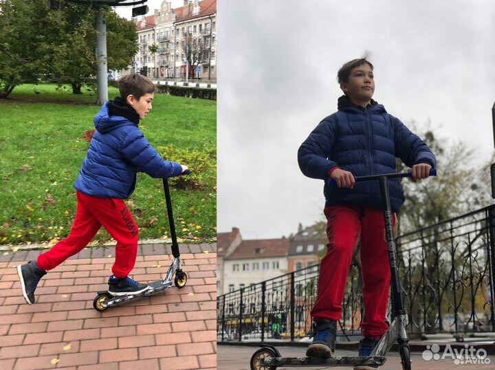 Трюковой самокат с синими грипсами Dram iebmp77