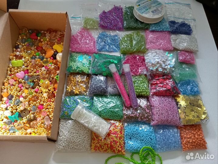 Бисер, бусины, пайетки, леска