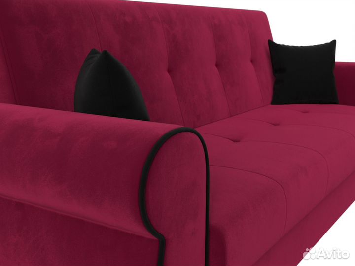 Диван-книжка Лига-019, микровельвет, бордовый, черный