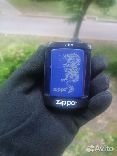 Zippo зажигалка оригинал синий дракон 2007года