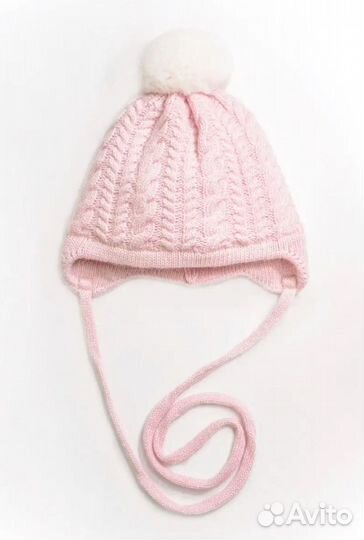 Шапочка шерстяная с ангоркой и натур.мехом 44-46рр