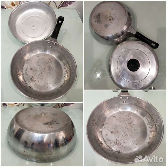 Рифлёная сковорода и чугунная сковорода СССР