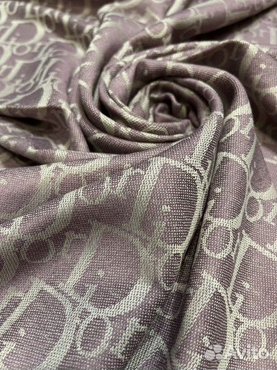 Платок шаль Dior из шерсти лиловый двухсторонний