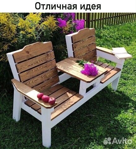 Скамейка садовая из дерева / Скамейка со столиком