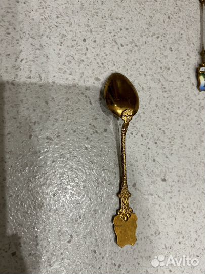 Ложка сувенирная Москва, металл, золочение, эмаль