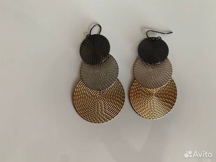 Серьги трехцветные бижутерия