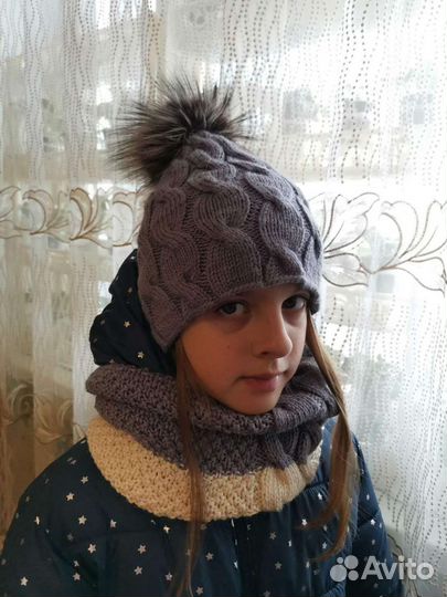 Комплект шапка и снуд для девочки