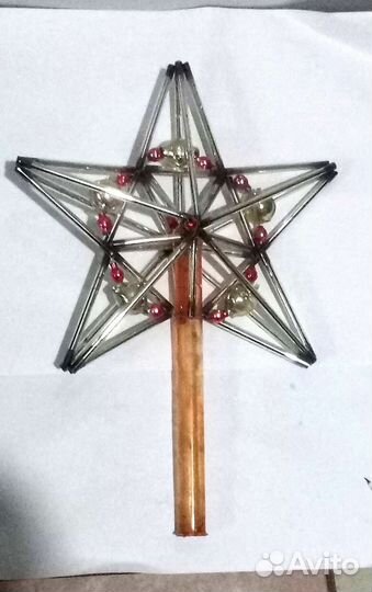Ёлочная игрушка Звезда, стекло СССР