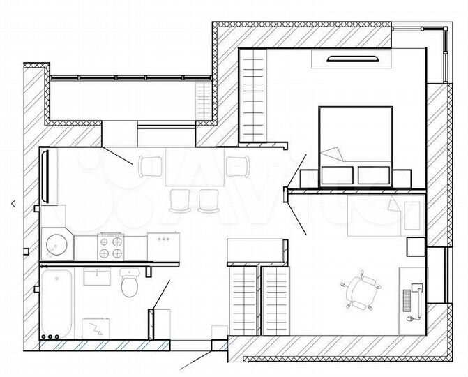 2-к. квартира, 54,7 м², 9/9 эт.