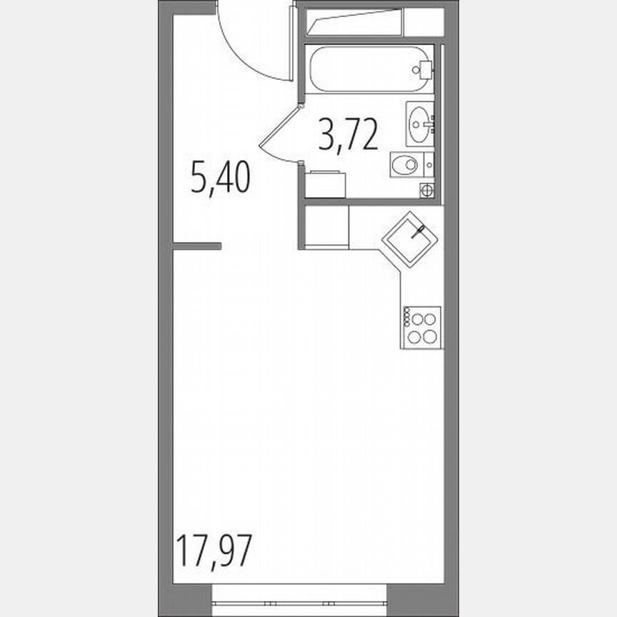 Апартаменты-студия, 27,1 м², 4/4 эт.