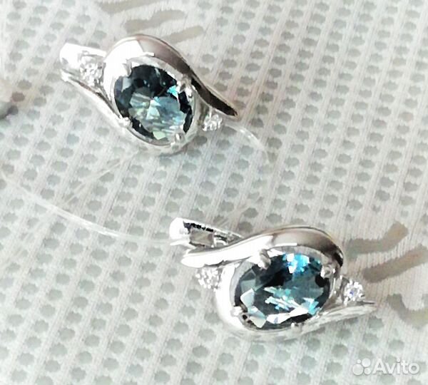 Серьги серебро топаз С157