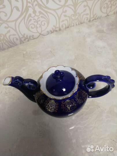 Кобальт фарфор заварочный чайник новый