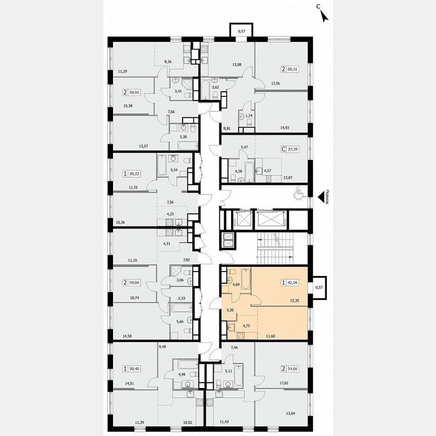 1-к. квартира, 42,3 м², 4/19 эт.