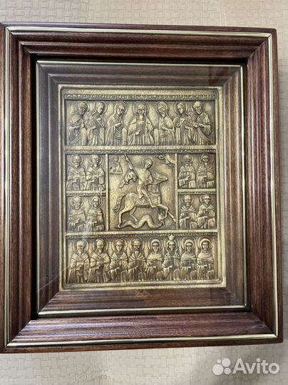 Икона георгий победоносец резная