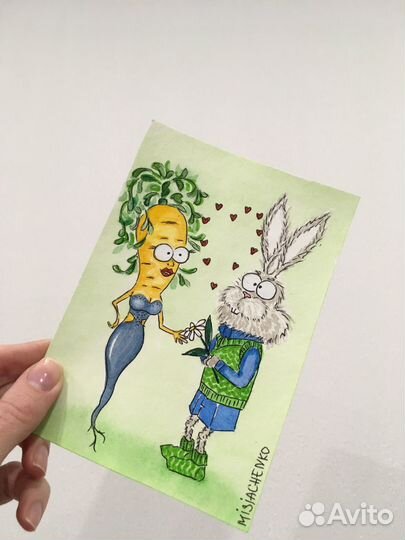 Авторские акварельные открытки ручной работы